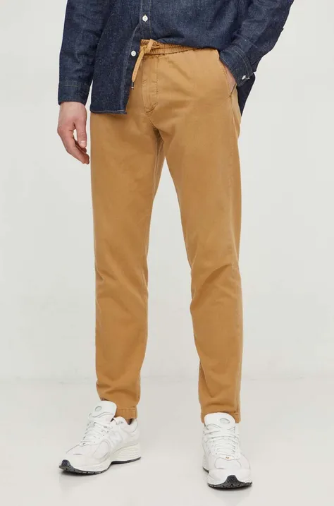 Tommy Hilfiger pantaloni bărbați, culoarea maro, mulată MW0MW33918