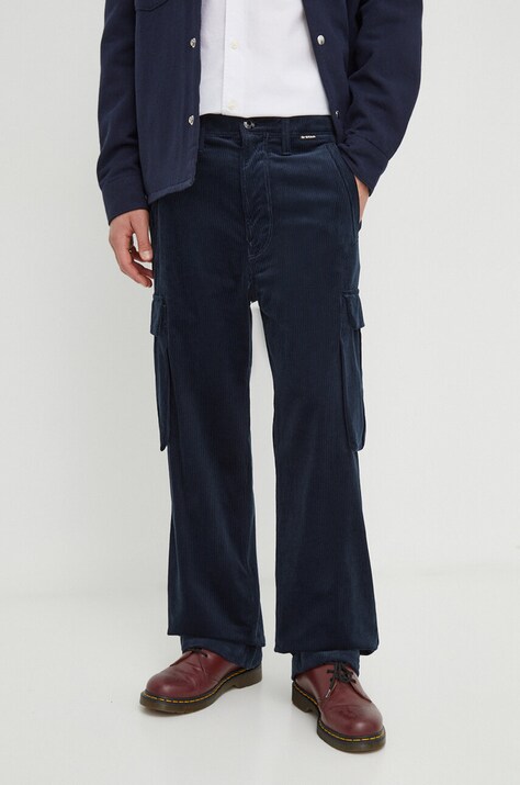 G-Star pantaloni de catifea cord culoarea bleumarin, drept