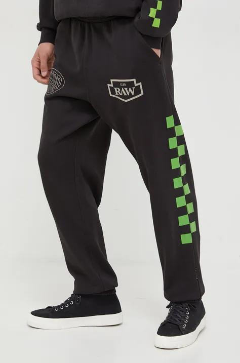 Хлопковые спортивные штаны G-Star Raw цвет чёрный с принтом