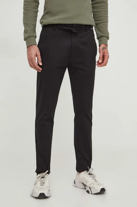 Calvin Klein pantaloni bărbați, culoarea negru, drept K10K112383