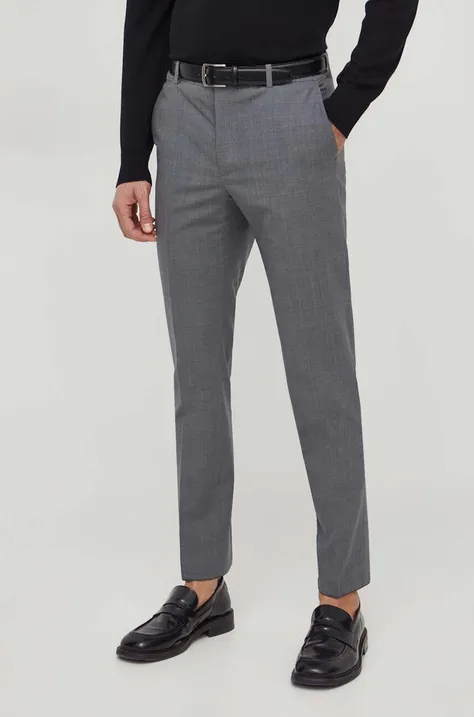 Vunene hlače Calvin Klein boja: siva, ravni kroj