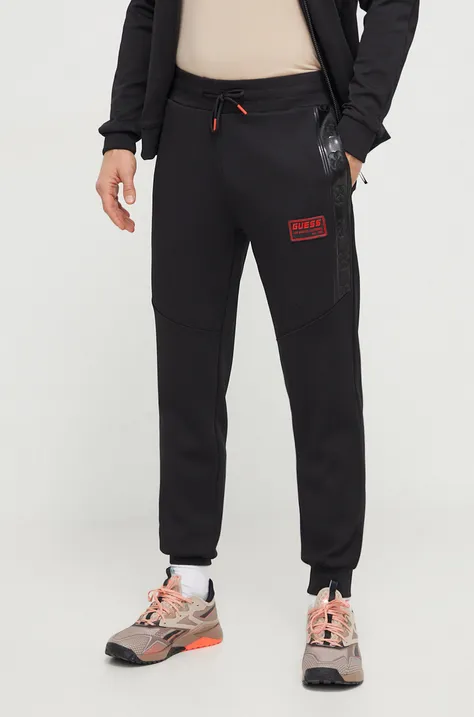 Спортивні штани Guess колір чорний з аплікацією
