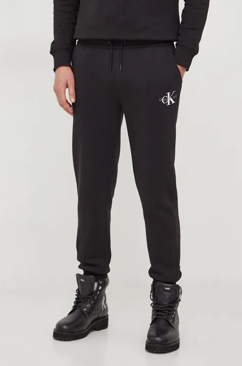 Tepláky Calvin Klein Jeans čierna farba,s potlačou,J30J324685