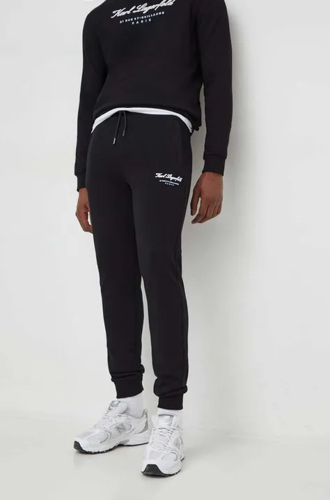 Спортивні штани Karl Lagerfeld колір чорний з аплікацією