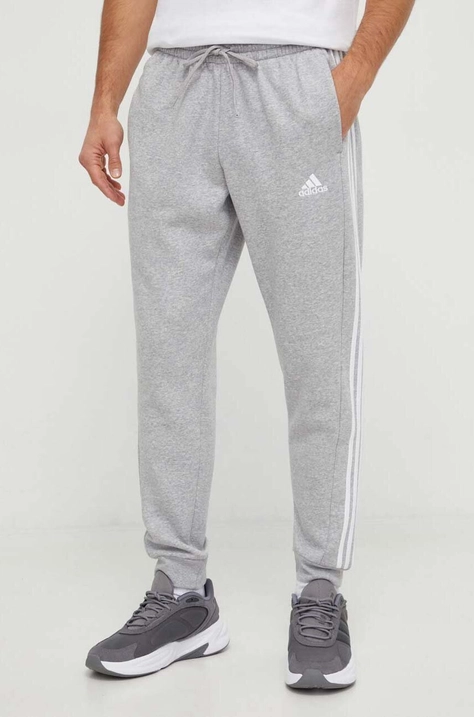 Tepláky adidas šedá barva, melanžové, IJ6494