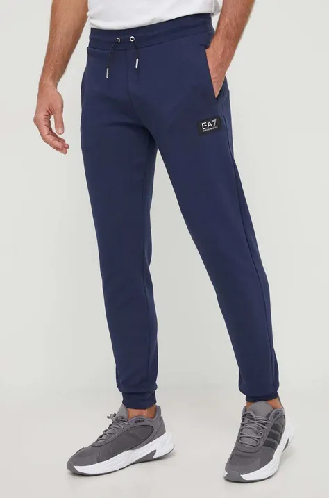 Спортивные штаны EA7 Emporio Armani цвет синий однотонные