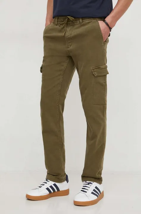Nohavice Pepe Jeans pánske, zelená farba, priliehavé