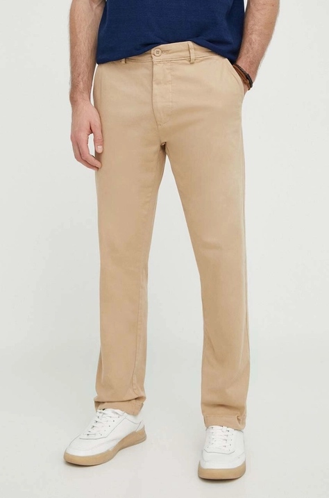 Pepe Jeans pantaloni barbati, culoarea bej, mulata