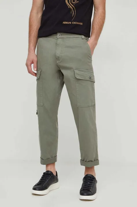 Nohavice Pepe Jeans pánske, zelená farba, strih cargo