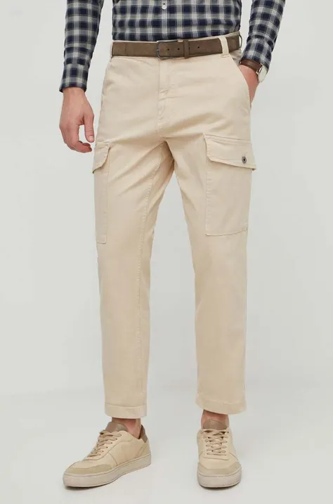Nohavice Pepe Jeans pánske, béžová farba, strih cargo