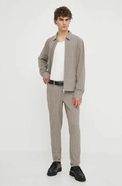 Kalhoty Les Deux pánské, béžová barva, přiléhavé, LDM510123