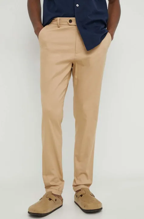 Les Deux spodnie bawełniane kolor beżowy w fasonie chinos