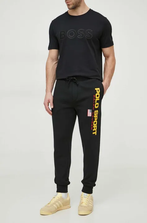 Спортивные штаны Polo Ralph Lauren цвет чёрный с принтом