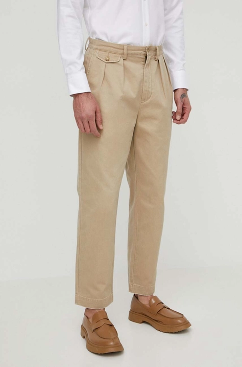 Polo Ralph Lauren pantaloni de bumbac culoarea bej, cu fason chinos, 710850209