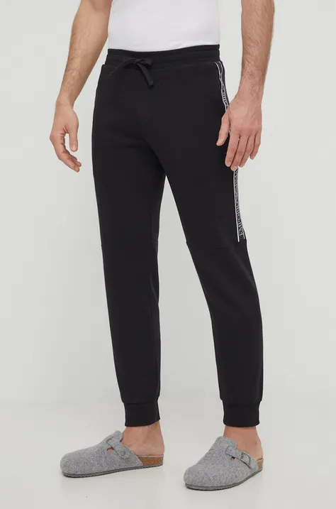 Nohavice Emporio Armani Underwear čierna farba, s nášivkou, 112082 4R571