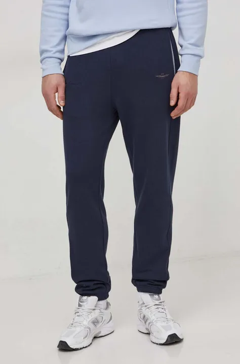Хлопковые спортивные штаны Aeronautica Militare цвет синий однотонные