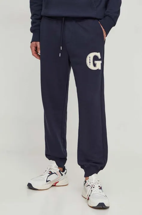 Спортивні штани Gant колір синій з аплікацією