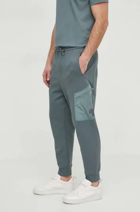 Armani Exchange spodnie dresowe bawełniane kolor zielony gładkie 3DZPLK ZJ4XZ