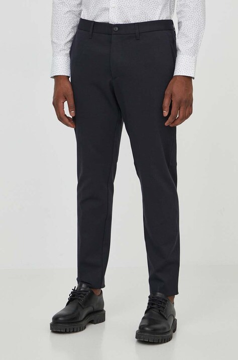 BOSS Green pantaloni bărbați, culoarea bleumarin, mulată 50513436