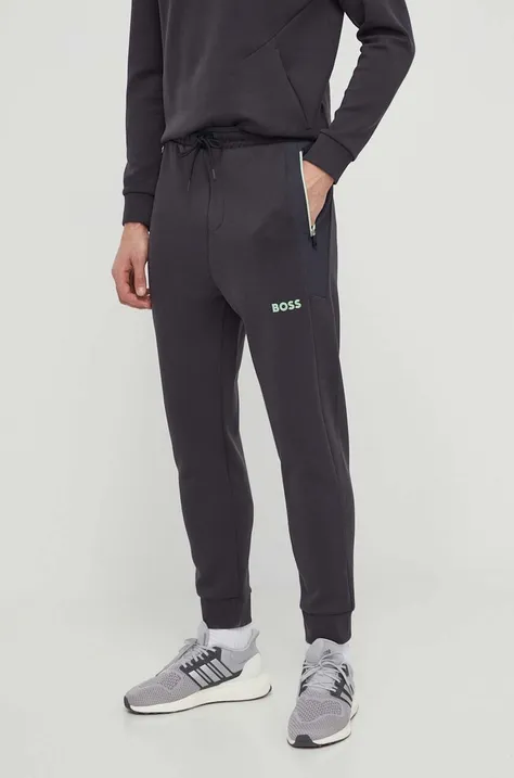 Спортивні штани Boss Green колір сірий з аплікацією