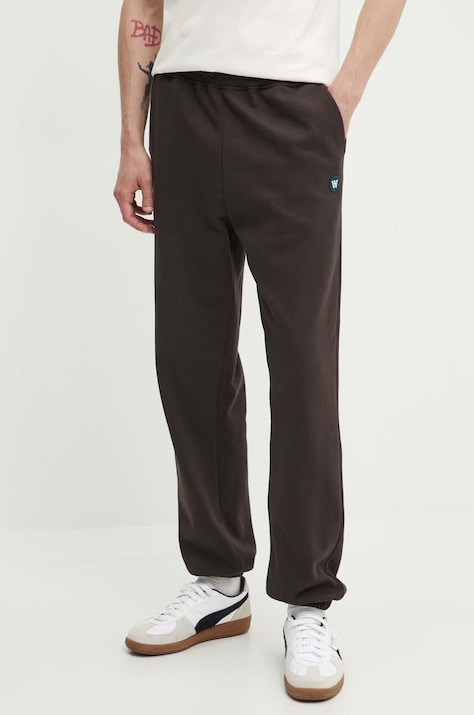 Хлопковые спортивные штаны Wood Wood Cal Joggers цвет коричневый однотонные 10275000.2424