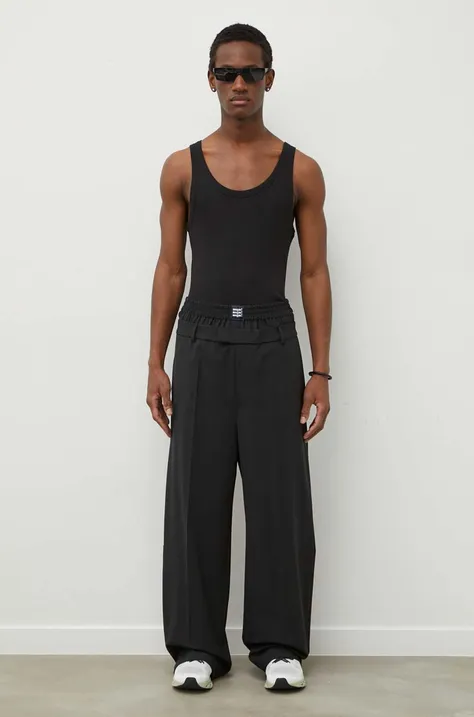 Vlněné kalhoty MSGM černá barva, jednoduché, 3640MP07.247200