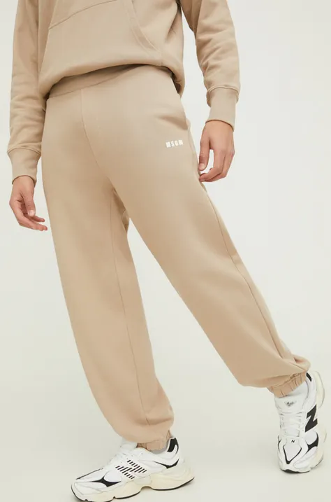 Βαμβακερό παντελόνι MSGM χρώμα: μπεζ