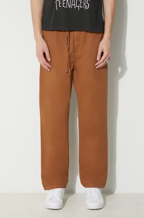 Carhartt WIP spodnie bawełniane Flint Pant kolor brązowy w fasonie chinos I029919.HZGD