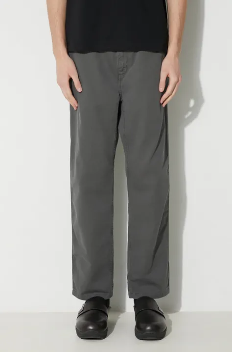 Carhartt WIP cotton trousers Flint Pant gray color I029919.1CKGD
