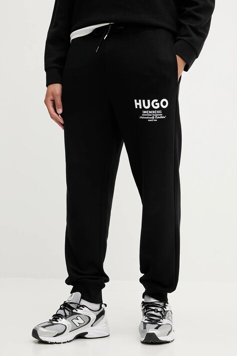 Βαμβακερό παντελόνι Hugo Blue χρώμα: μπεζ, 50510734