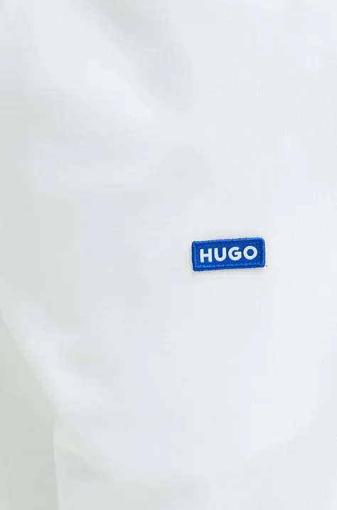 Hugo Blue spodnie dresowe bawełniane kolor biały gładkie