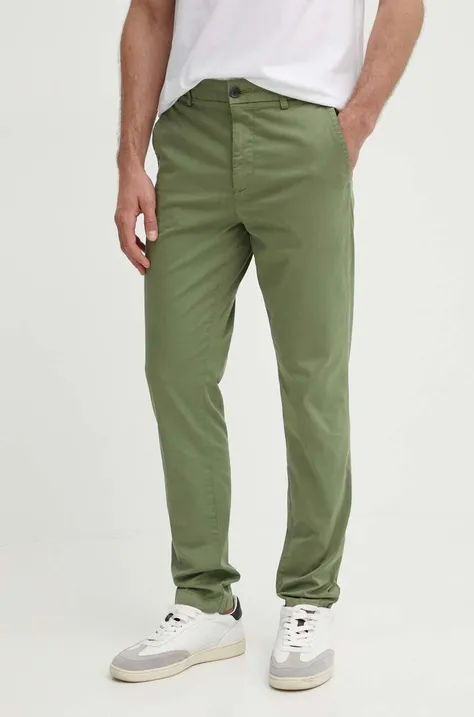 Nohavice BOSS pánske, zelená farba, priliehavé, 50505392