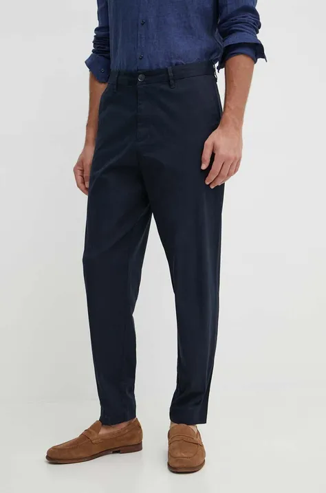 Armani Exchange pantaloni barbati, culoarea albastru marin, mulata, 3DZP07 ZN3TZ