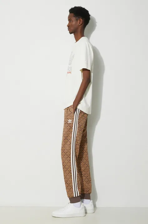 adidas Originals spodnie dresowe kolor brązowy wzorzyste IS0257