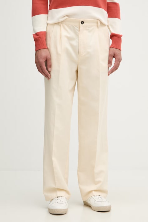 United Colors of Benetton spodnie męskie z dodatkiem lnu beżowe regular waist 4YQSUF041