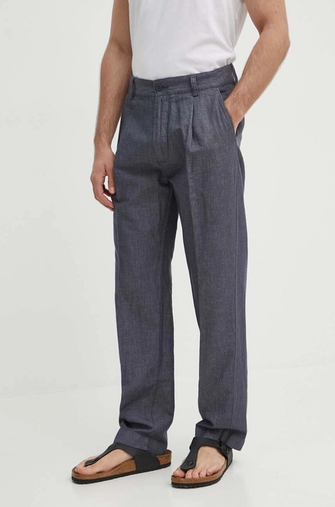 Hlače Pepe Jeans RELAXED PLEATED LINEN PANTS za muškarce, boja: siva, chinos kroj, PM211700