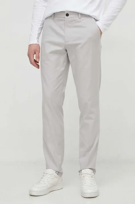 Sisley spodnie męskie kolor szary dopasowane