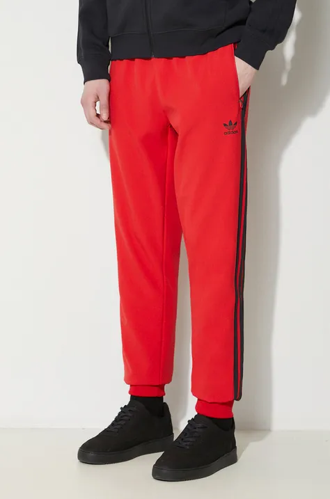 Donji dio trenirke adidas Originals SST Bonded Track Pants boja: crvena, s aplikacijom