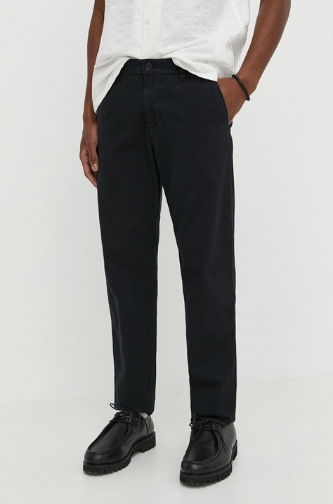 Marc O'Polo pantaloni din amestec de in culoarea negru, drept