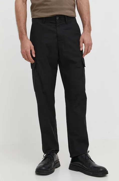 Памучен панталон Marc O'Polo в черно със стандартна кройка