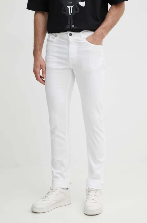 Nohavice Karl Lagerfeld pánske, biela farba, priliehavé, 542826.265840