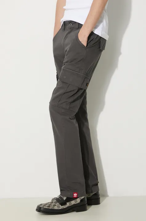 Памучен панталон Alpha Industries Agent Pant в сиво с кройка тип карго 158205