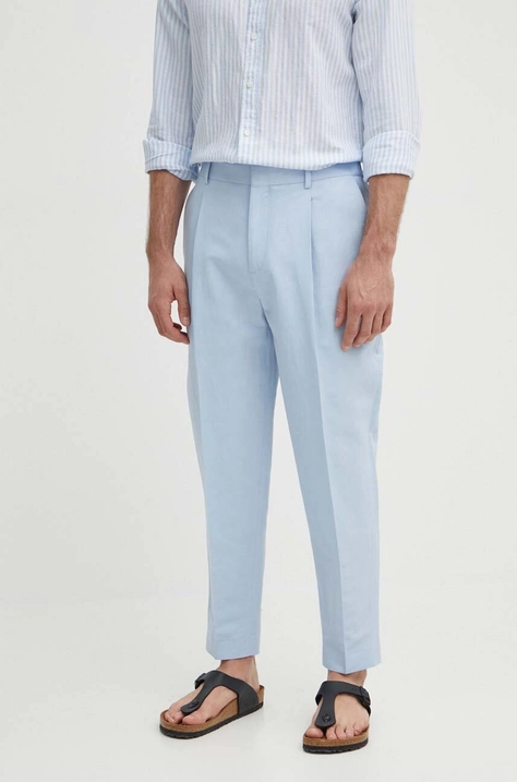 Nohavice s prímesou ľanu Calvin Klein strih chinos, K10K112879