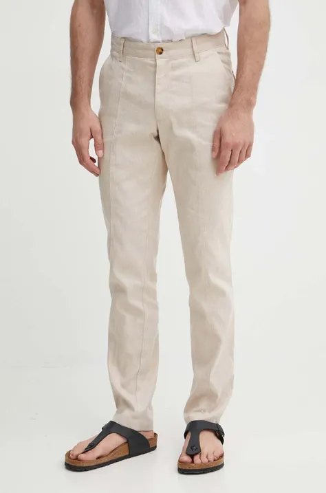 Льняные брюки Michael Kors цвет бежевый прямое