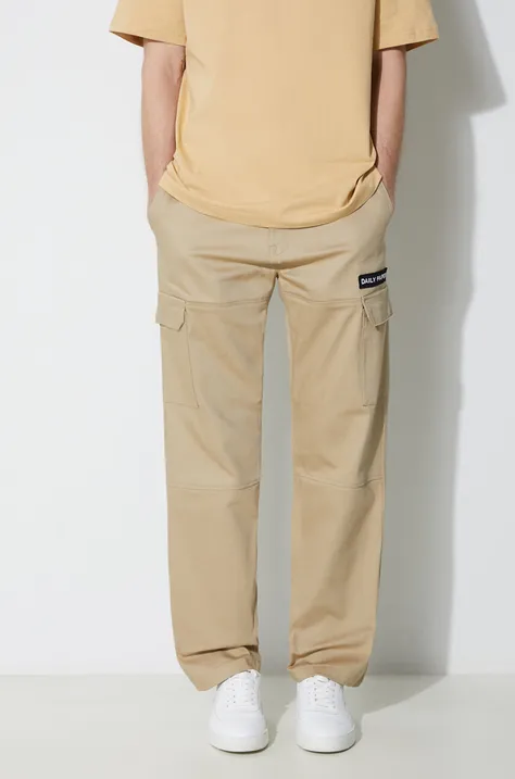 Daily Paper pantaloni Ecargo bărbați, culoarea bej, drept, 2312032