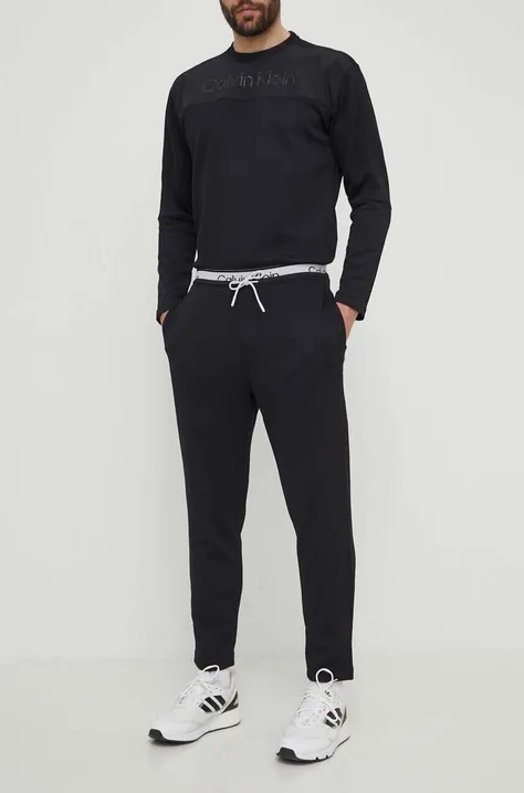 Calvin Klein Performance pantaloni de antrenament culoarea negru, cu imprimeu