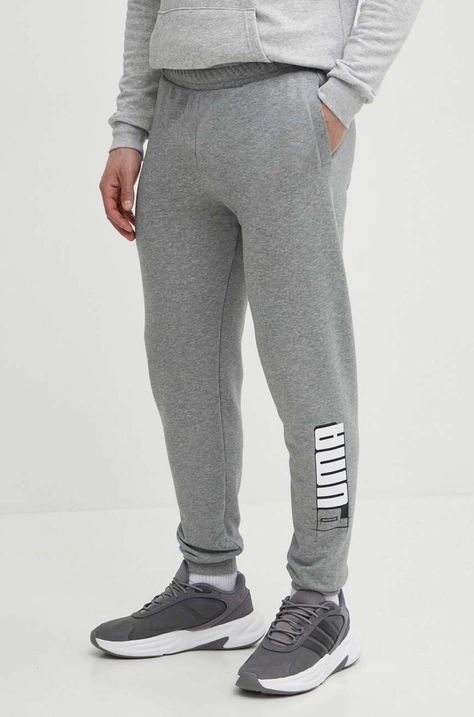 Puma pantaloni de trening culoarea gri, cu imprimeu, 678980