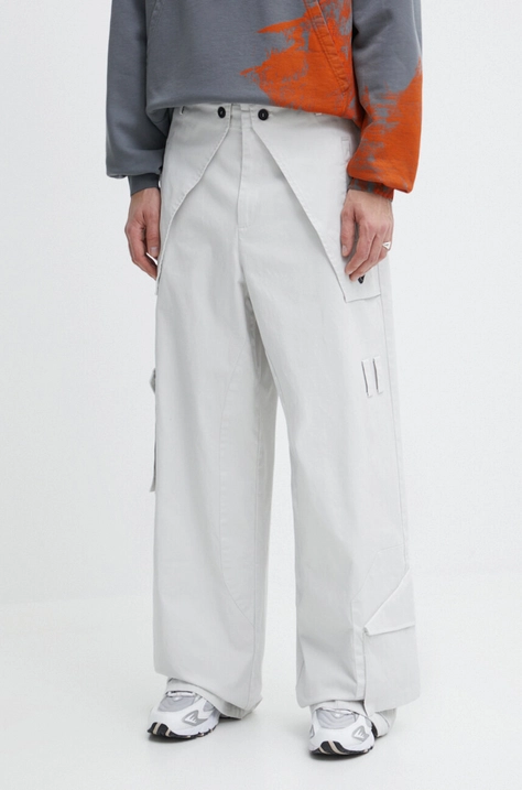 Kalhoty A-COLD-WALL* Overlay Cargo Pant pánské, šedá barva, ve střihu cargo, ACWMB276