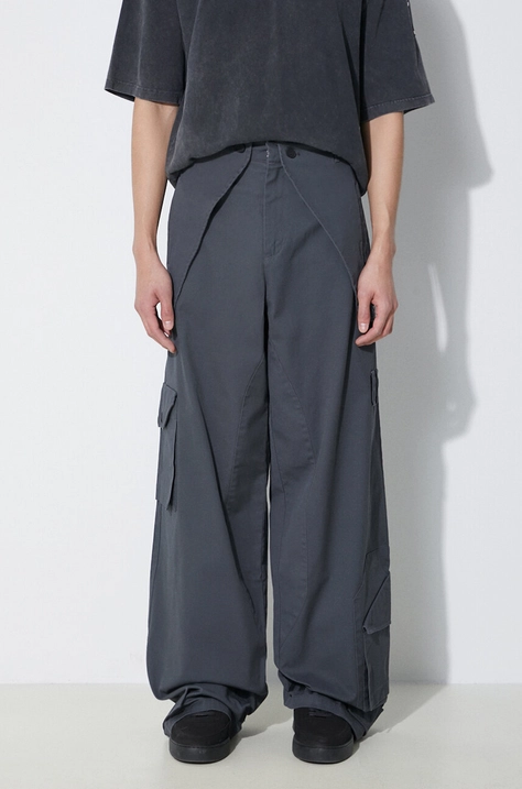 Kalhoty A-COLD-WALL* Overlay Cargo Pant pánské, šedá barva, ve střihu cargo, ACWMB276