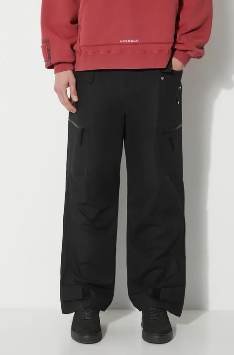 Хлопковые брюки A-COLD-WALL* Static Zip Pant цвет чёрный со шнуровкой ACWMB278C